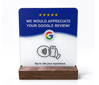 Support de table en acrylique 12 cm pour carte de commentaires Google NFC, compatible NFC213 13,56 MHz, Tap to Review, OEM/ODM personnalisé, prêt à être expédié, en stock