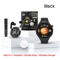 Montre connectée portable à double bracelet, écran IPS de 1,52 pouce, montre connectée sportive avec écouteurs Bluetooth TWS, montre ronde