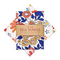 Serviette de cuisine carrée en coton 100% imprimé floral 45x45cm, séchage rapide, écologique, avec logo personnalisé, pour la maison et la cuisine - Vente en gros