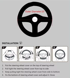 Cubierta de volante de coche de Palma de masaje transpirable antideslizante de cuero gris de alta calidad - Product Image 6