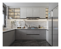 Armoire de cuisine en acier avec porte vitrée coulissante, design moderne, en promotion