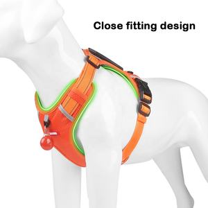 Imbracatura per cani rossa regolabile senza trazione morsetto frontale medio riflettente V imbracatura cane Led con corda da arrampicata al guinzaglio arneses para mascotas - Product Image 4