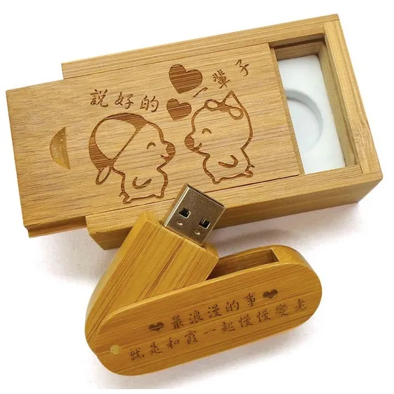 Custom logo Maple Walnut Bamboo Swivel Wooden USB 3.0 Memory Stick 4gb 8gb 16gb 32gb 64gb USB Flash Drive