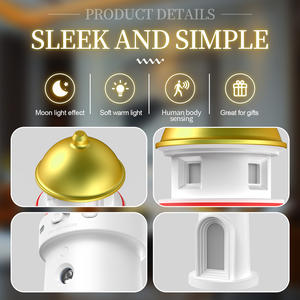 アンビエントナイトランプ調光可能タイミング灯台デザイン月投影音楽モーションセンサークリスマス装飾用バッテリー駆動 - Product Image 5
