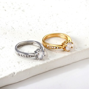 Custom Personalized Jewelry <b>Ring</b> Wedding Gift Gold Plated Stainless Steel Zircon Charm <b>Rings</b> for Women - Product Image 4
