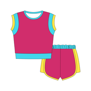 Conjuntos de 2 Piezas de Camiseta y Pantalones Cortos para Niñas, Personalizados, Casuales, de Algodón y Elastano, con Estampado Colorido, Combinados para Hermanas, Ropa Deportiva Transpirable - Product Image 1