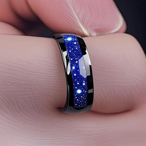 Anello in Acciaio Inossidabile 8MM da Uomo, Anello con Stelle per Anniversario del <span class=keywords><strong>Marito</strong></span>, Regalo di <span class=keywords><strong>San</strong></span> <span class=keywords><strong>Valentino</strong></span> per il Fidanzato - Product Image 2