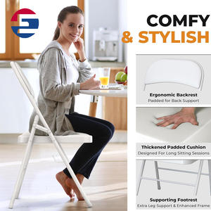 كرسي حفلات بتصميم عصري وإطار معدني، سطح من الجلد الصناعي، قابل للطي، مقاوم للماء، صديق للبيئة، أثاث محمول للمنزل، مناسب للشقق والفيلات - Product Image 5