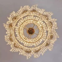 Lustre carré moderne en cristal K9, lampe suspendue longue pour villa, salon, salle à manger, éclairage de luxe minimaliste linéaire à pampilles