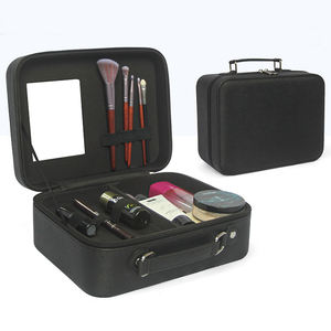 Grande Trousse de Maquillage de Voyage <span class=keywords><strong>Rechargeable</strong></span> avec Miroir LED, Sac en <span class=keywords><strong>Cuir</strong></span> Tendance avec Fermeture Éclair - Product Image 3