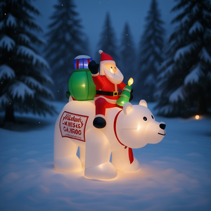 Decoración Navideña Inflable de 6 Pies de Santa Claus Montado en un Oso Polar con Luces LED para Jardín, Exhibición Festiva para Exteriores - Product Image 2