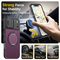 Funda con Soporte Magnético para Tarjetas para iPhone 18 17 16 15 Pro Max Plus, Soporte para Coche con Rotación de 360 Grados °   Funda Antigolpes con Anillo Giratorio y Ventana Deslizante