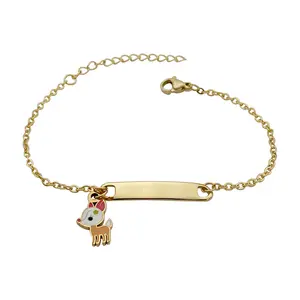 B75-039 Halo fun girls fashion accessories gold braceletenamel animal penguin unicorn cow tiger charms stainless steel jewellery