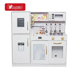 Hot Selling Cooking Pretend Play Modern White Wooden Kitchen Toy For Kids W10C529D