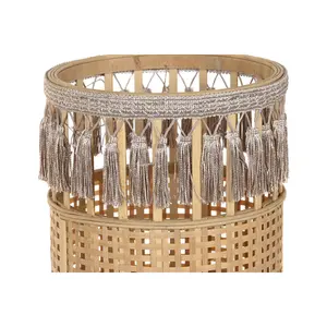 Ensemble de 2 jardinières en bambou et métal 32x32x68 cm Marron naturel - Product Image 1