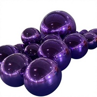 Ballon sphérique gonflable géant en PVC violet, imperméable, brillant, effet miroir, tente flottante, globe de neige, arche décorative pour événements