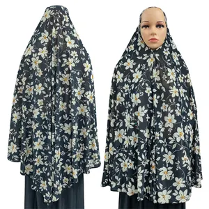 Ramadan Khimar Jilbab Abaya Muslim Women Fashion Pattern Printing Long Khimar Hijab Scarf Instant Prayer Overhead Burqa Jilbab