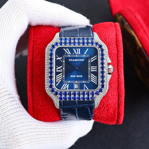 Toptan büstü buzlu otomatik mekanik paslanmaz çelik kasa ETA hareketi 100 Bar suya dayanıklı deri kayış elmas izle - Product Image 3