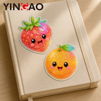 Autocollant holographique de fruits découpé sur mesure, motif fraise et pastèque Kawaii, étanche et écologique pour journal et bagages