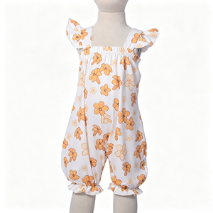 A26-15 Vente directe usine OEM-ODM personnalisé USA Combinaison imprimée Hawaï avec corsage smocké pour tout-petits - Product Image 2