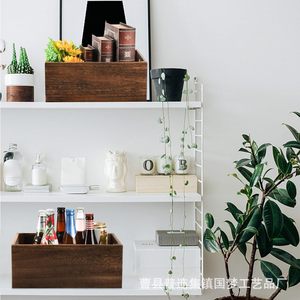 Wooden Desktop Storage <b>Box</b> Rectangular Solid Wood Organizer For Office Home Decorative Storage With Handle 30x20x11.5cm - Product Image 2