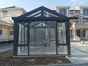 Современный восьмиугольный солярий для наружного заднего двора из оцинкованной стали с запираемой раздвижной дверью и наклонной крышей