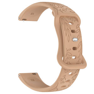 Bracelet de <span class=keywords><strong>montre</strong></span> en silicone gravé de motifs floraux délicats, respirant, doux et confortable, compatible avec les modèles <span class=keywords><strong>Garmin</strong></span> 18, 20, 22 mm - Product Image 4