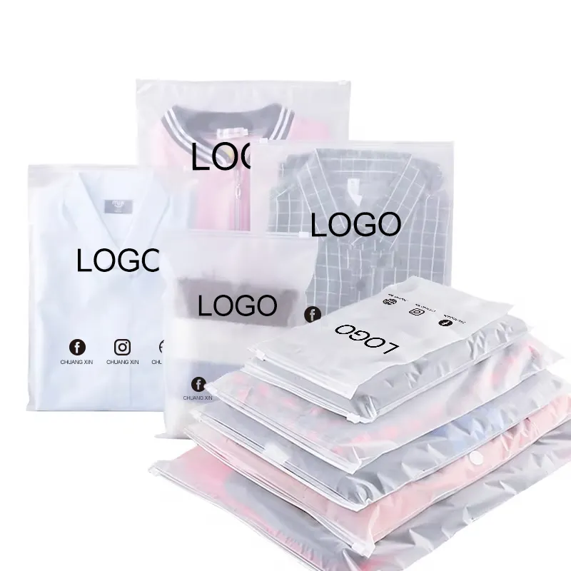 Zycx nhựa cá nhân Zip Poly túi quần áo bao bì Ziplock túi quần áo tùy chỉnh PVC Frosted dây kéo túi