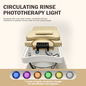 YIMEIHUI Lit de lavage de luxe thaïlandais en acier inoxydable avec bac en céramique pour salon de coiffure - Product Image 6