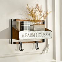 INNOVA Classic Vintage Boerenhuis Woonkamer Decoratieve Houten Metalen Wandhangende Duurzame Opbergrekken