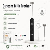 Mousseur à lait électrique avec support, batteur à café portatif à piles, mélangeur en acier inoxydable pour latte, cappuccino, matcha