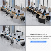 Mobili per Ufficio dal Design Moderno, Cubicoli per 3 Persone, Partizioni in Legno, Postazione di Lavoro, Scrivania Direzionale di Lusso