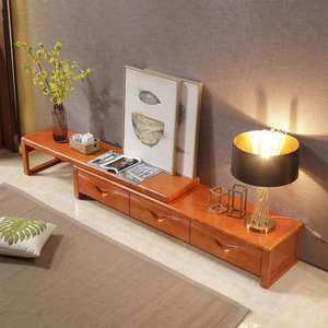 Solid Wood Tv <b>Cabinet</b> Modern Chinese Minimalist Style Rubber Wood Base Storage Audio Visual <b>Cabinet</b> Living Room Furniture - Product Image 2