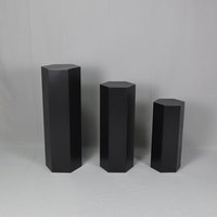 Pieds de présentation cylindriques noirs modernes en fer pour mariages, événements, plateformes de présentation carrées et fêtes hexagonales