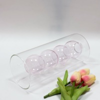 Vase en verre gourd à double paroi coloré, rose, mini et grand, pour terrarium, décoration maison et mariage
