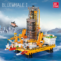 JieXing Ballena Azul No.1, Bloques de Construcción Creativos de Plástico ABS para Pozos Petroleros Offshore, Modelo de Juguete DIY 14+