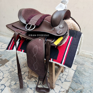 Sillín de cuero hecho con cuero DD, disponible en Color negro y marrón, para montar a caballo, ecuestre, hecho a mano con almohadilla y giratoria - Product Image 1