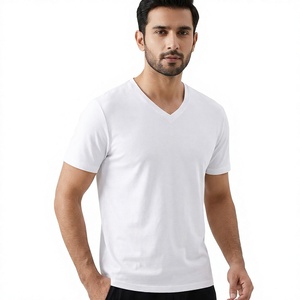 OEM Customized Pure cotton <b>v</b> <b>neck</b> <b>t</b> <b>shirt</b> <b>men's</b> summer slim solid color casual bottoming <b>t</b> <b>shirt</b> - Product Image 1
