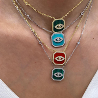 Collier Pendentif Œil Turc Pavé CZ en Argent Sterling 925 pour Femme, Halo Turquoise MOP Plaqué Or, Collier en Argent Sterling 925 pour Femme