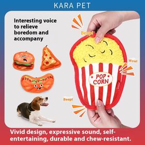 Jouets pour animaux de compagnie croisés résistants aux morsures Simulation sonore à auto-soulagement Jouets pour chiens en PVC Hamburger Fries non pourries pour chiens - Product Image 2
