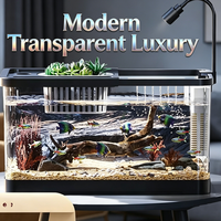 Aquarium Moderne Transparent de Luxe en Acrylique Durable pour Poissons Rouges et Tortues 10L – Kit Ultra Silencieux Écologique pour Utilisation Extérieure ou sur Bureau