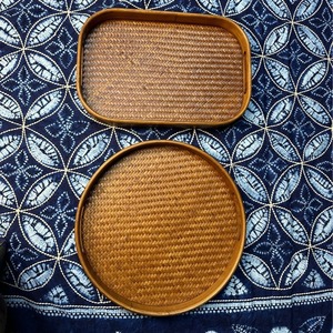 <b>Bamboo</b> Woven Storage Tray Oval 30x30x5 Cm Oriental Design For <b>Table</b> Use - Product Image 1