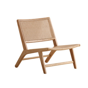 Rattan Woven Solid Wood Chair Natural Color Living Room Leisure Chair Handmade Style - Product Image 4