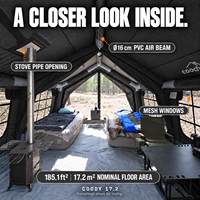 Tente gonflable familiale Coody Familia 17.2 Air - Noire, imperméable, résistante au vent, pour le camping en plein air, vente en gros, approvisionnement en vrac