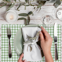 Huancai vert Buffalo Plaid papier napperons napperons jetables tapis de Table pour le dîner Table réglage fournitures de fête de mariage