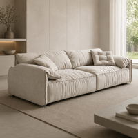 Canapé droit moderne crème Wabi Sabi, luxe minimaliste, salon nordique, durable, canapé nuage blanc pour appartement