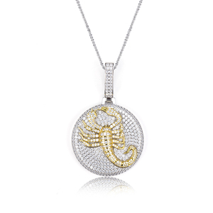 Collar con Colgante de Escorpión MSN-871 con Detalles de Diamantes, Chapado en Oro Blanco S925, para Uso Diario Masculino - Product Image 1