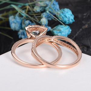 Fashion Jewelry 925 Sterling Silver CZ Halo Morganite Wedding <b>Ring</b> <b>Set</b> <b>for</b> <b>Women</b> - Product Image 4