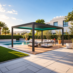 Pérgola de Aluminio para Exteriores Etodevice, Techo de Láminas Ajustables, Impermeable, Motorizada, Personalizada para Jardín - Product Image 1