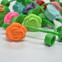 10mm nouvelle vente chaude réutilisable anti-éclaboussures fleurs à boire série couverture de paille Pvc 3d coloré fleur paille Toppers